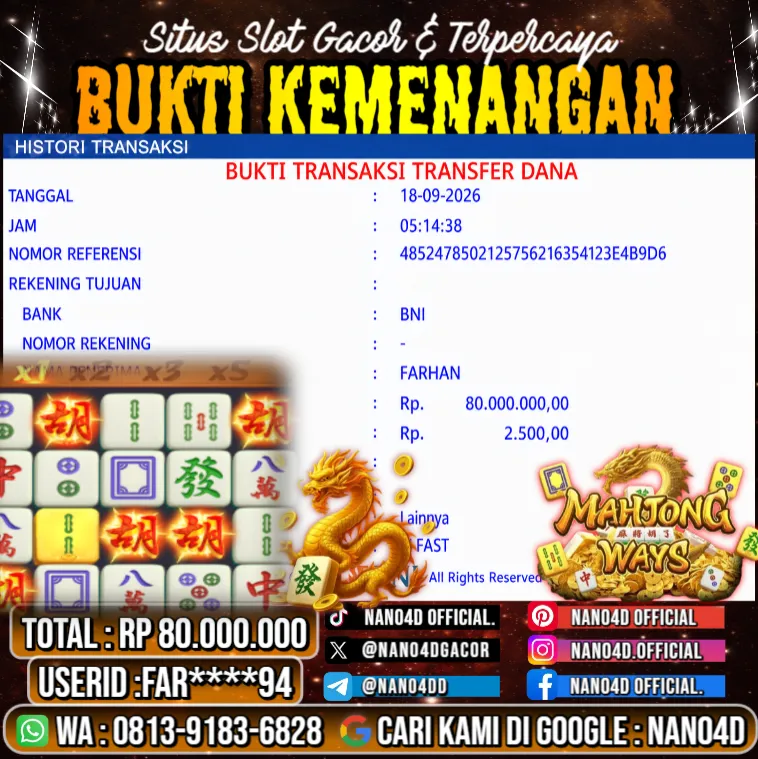 Bukti Jackpot & Pembayaran Nano4d Bandar Togel & Slot ! 366