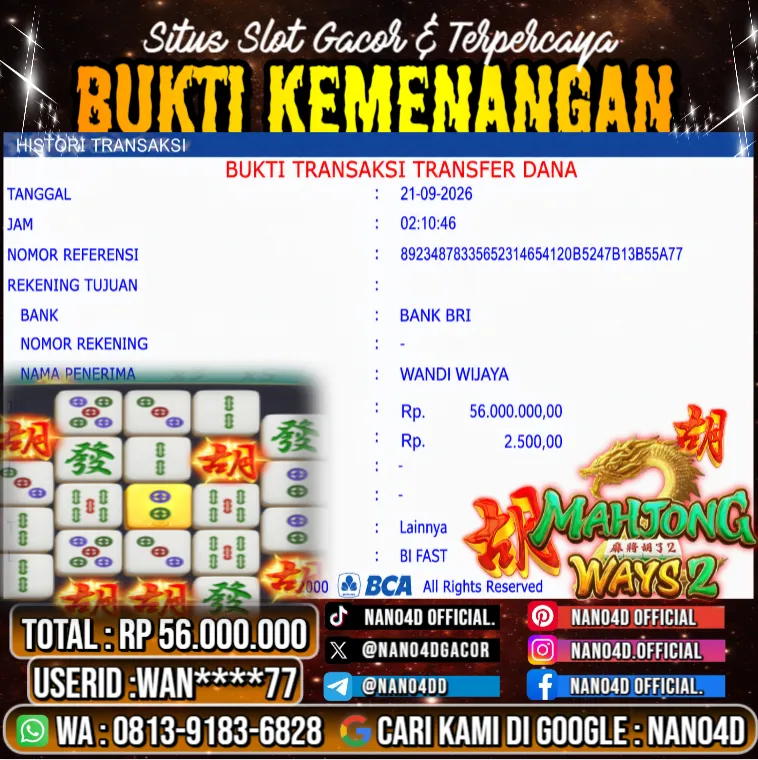 Bukti Jackpot & Pembayaran Nano4d Bandar Togel & Slot ! 369