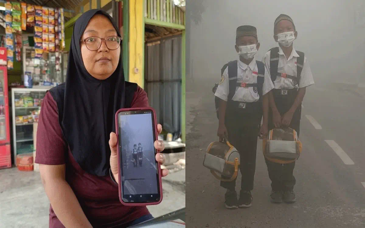 Miris! Anak-Anak Kalimantan Terpaksa Bernapas di Tengah Kepungan Asap Berbahaya