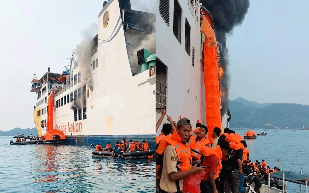 Mencekam! KMP Batu Mandi Terbakar di Tengah Laut, Penumpang Dievakuasi