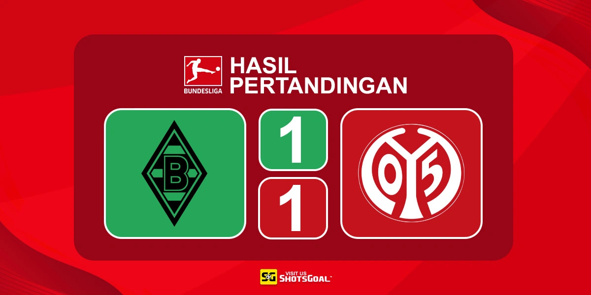 Borussia Monchengladbach 1-1 Mainz - Penalti Amiri Gagalkan Kemenangan Borussia Monchengladbach