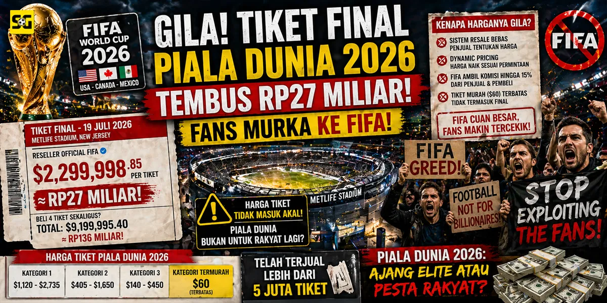 Gila! Tiket Final Piala Dunia 2026 Tembus Rp27 Miliar, Fans Murka ke FIFA