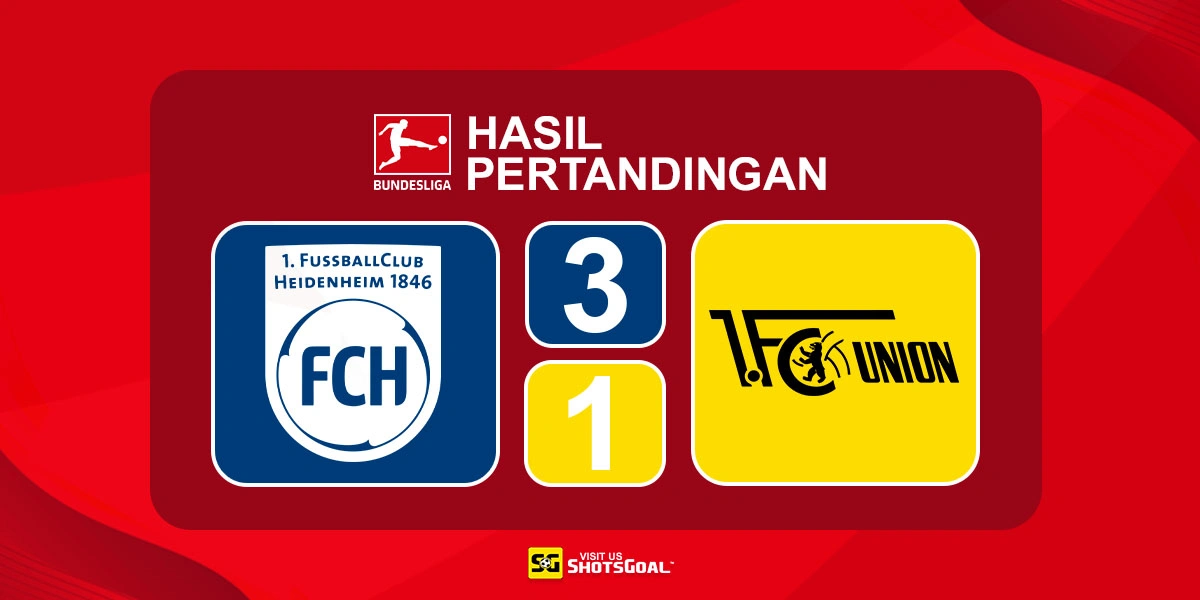 Heidenheim 3-1 Union Berlin - Tiga Poin Penting Jaga Harapan Heidenheim Bertahan di Bundesliga
