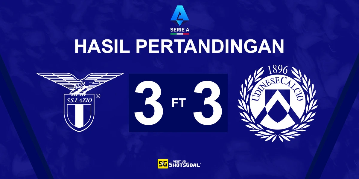 Lazio 3-3 Udinese - Duel Enam Gol Berakhir Tanpa Pemenang