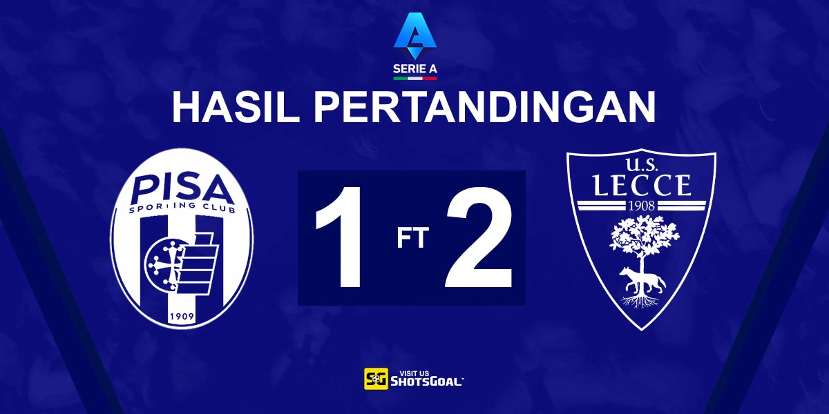 Pisa 1-2 Lecce - Dikalahkan Lecce, Pisa Resmi Degradasi ke Serie B