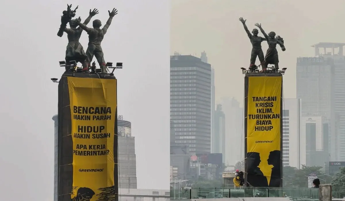 Greenpeace Geram! Spanduk “Apa Kerja Pemerintah?” Dibentangkan, Krisis Iklim Jadi Sorotan