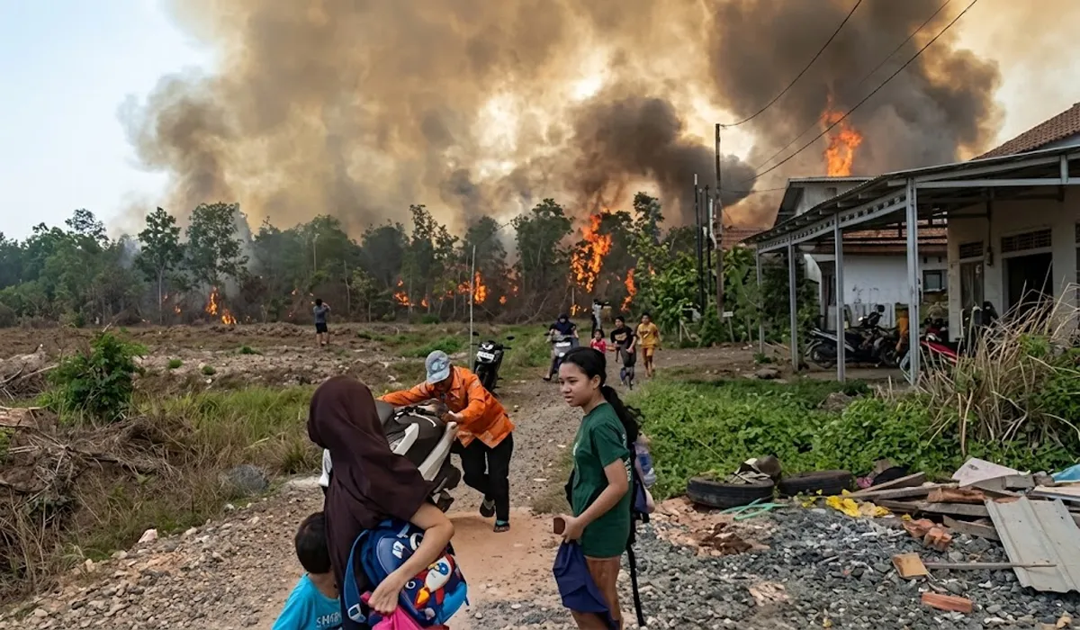 Mencekam! Kebakaran di Belakang Batola Residence Handil Bakti Bikin Warga Panik